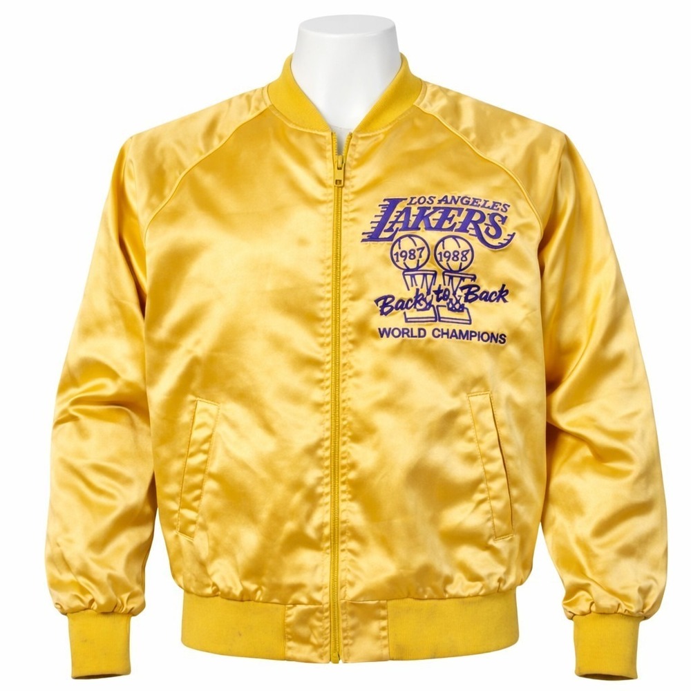 VTG 80s Los Angeles Lakers Men's Large Satin Jacket Back To Back Champs '87-'88‎